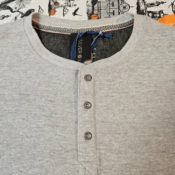 Blend Mens Long Sleeve T-Shirt 3XL Gray Henley Waffle Knit Pullover BHNoble Tee - Picture 3 of 12